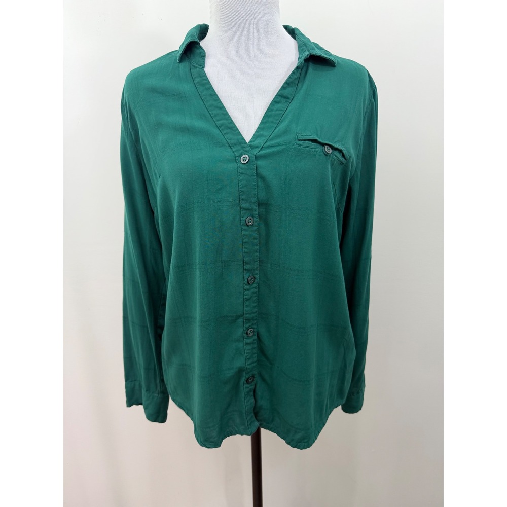 KUT from the Kloth Green Viscose Roll Tab Button Down Shirt ST17025 Womans M